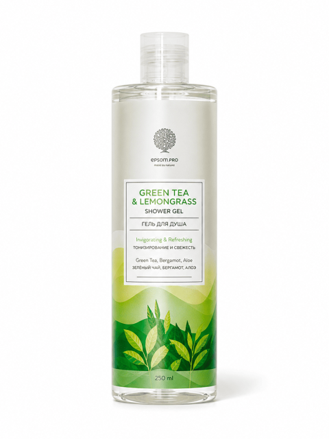 Купить Освежающий гель-уход для душа «GREEN TEA & LEMONGRASS» с английской солью 250мл