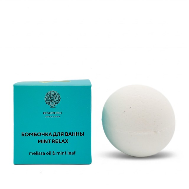 Купить Бомбочка-антистресс "MINT RELAX" с английской солью, листьями мяты и мелиссы 120 г