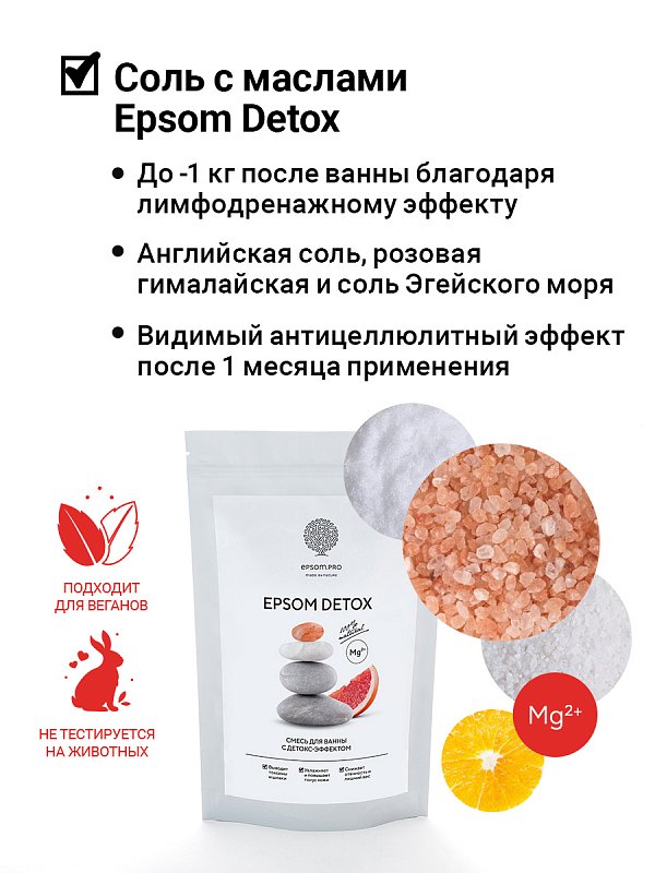 Смесь для ванны "EPSOM DETOX" с детокс-эффектом 1 кг 3