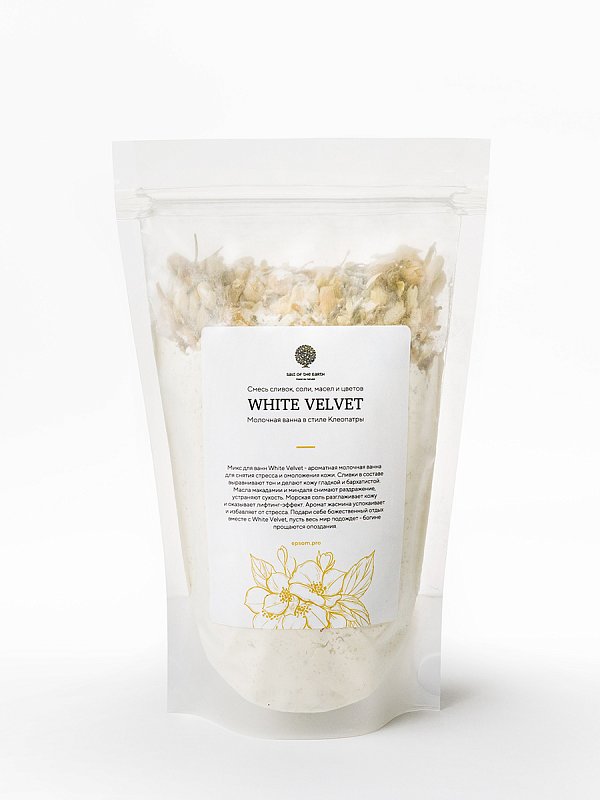 Шиммер-микс для ванны с цветками жасмина и молоком «WHITE VELVET» 400 г 1
