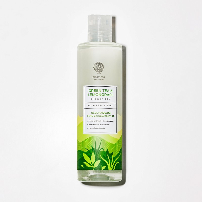 Освежающий гель-уход для душа «GREEN TEA & LEMONGRASS» с английской солью 250мл 1